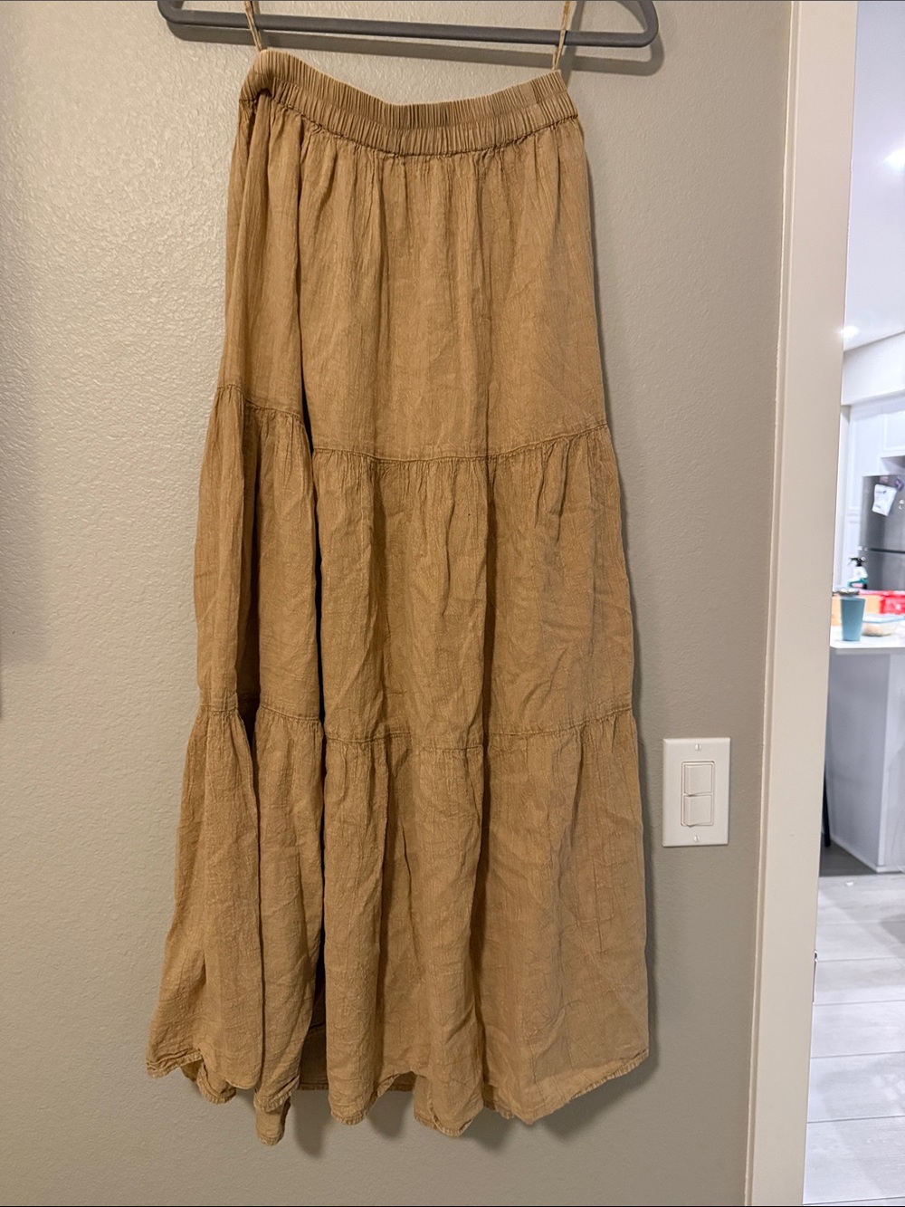 Scully Tan Tiered Maxi Skirt